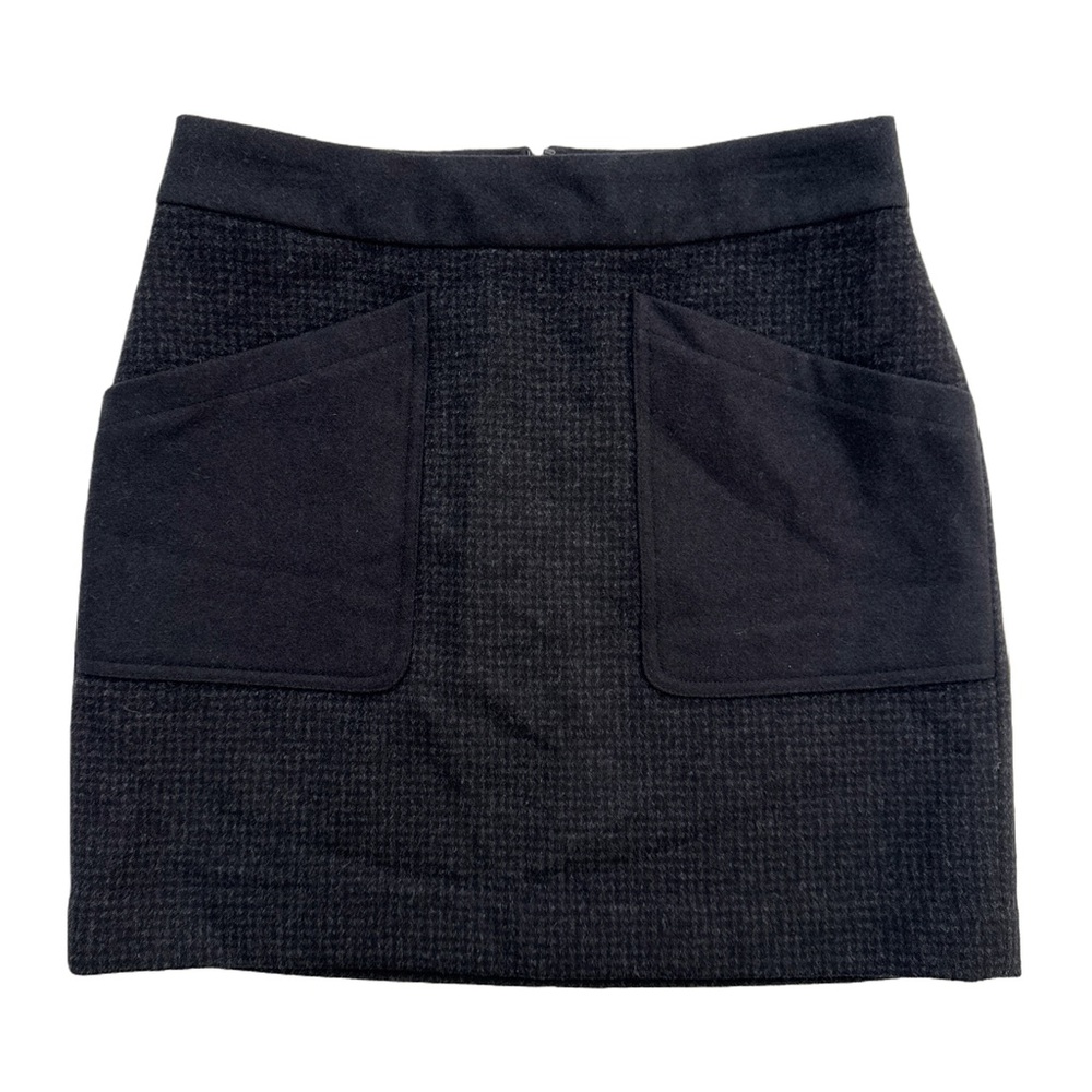 J.Crew Wool‎ Blend Mini Skirt Black Tweed Size 4 Dark Academia Preppy Office